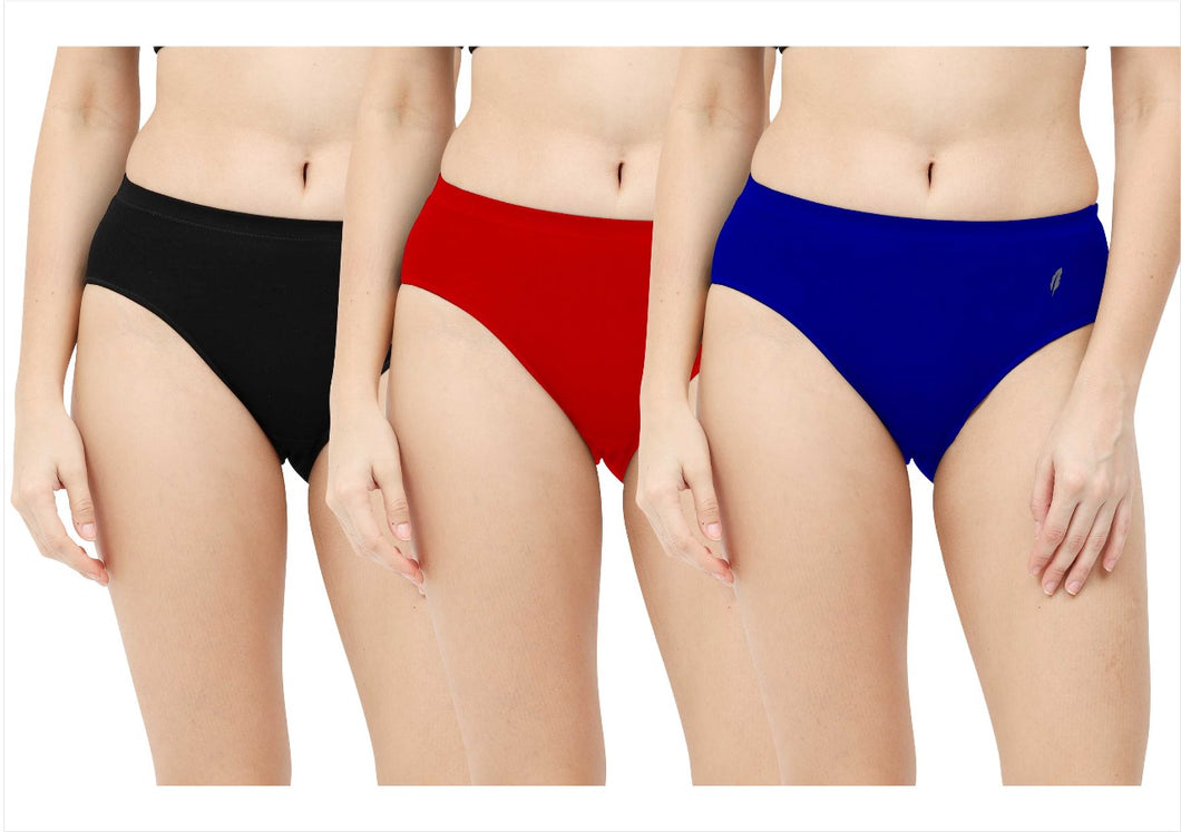 Feather Soft Elite ®Women Antibacterial Hipster High Waist Panty-Pack of 3(Color's and Designs may vary)